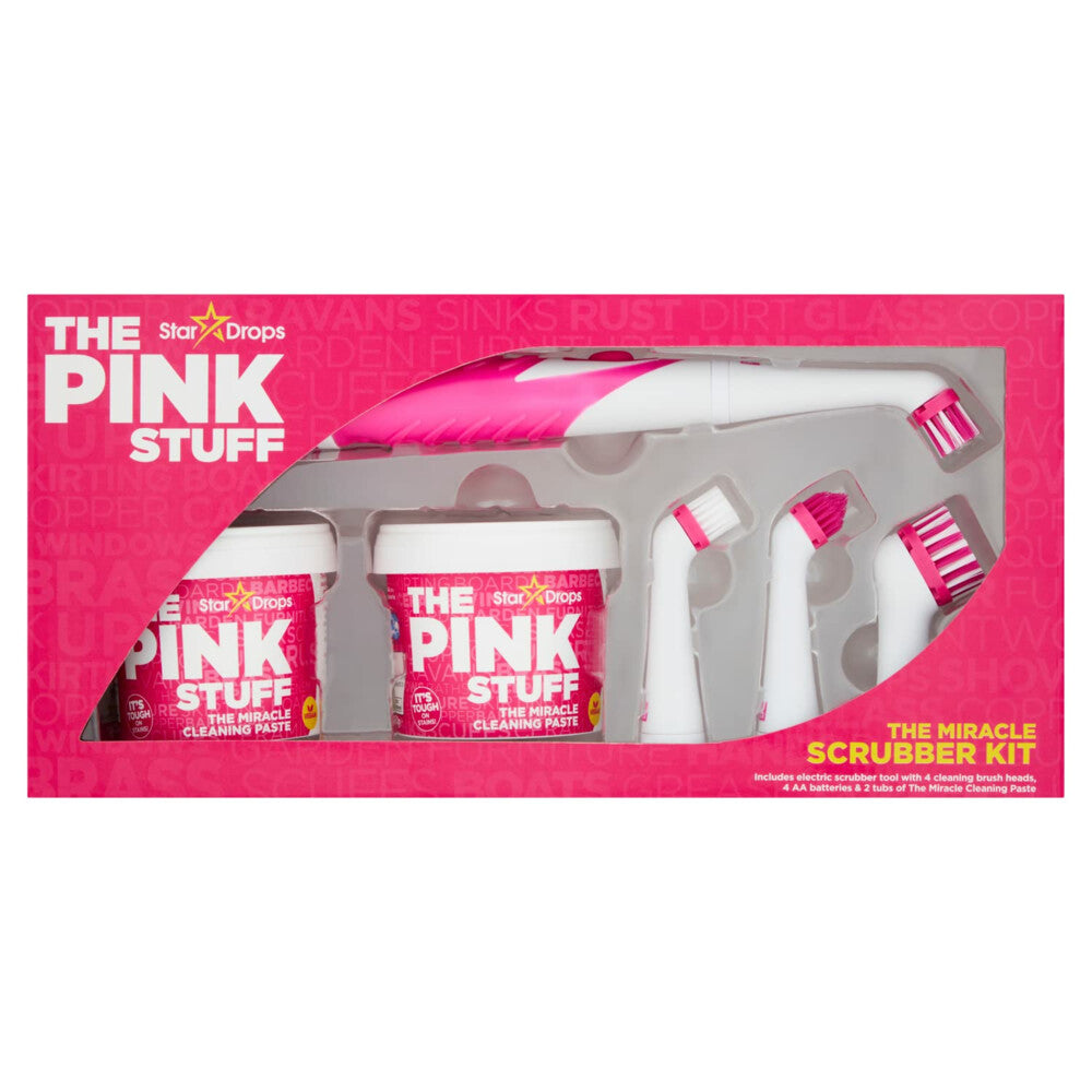 Laveuse rotative électrique avec la pâte de nettoyage Pink Stuff 850 g,  brosse de